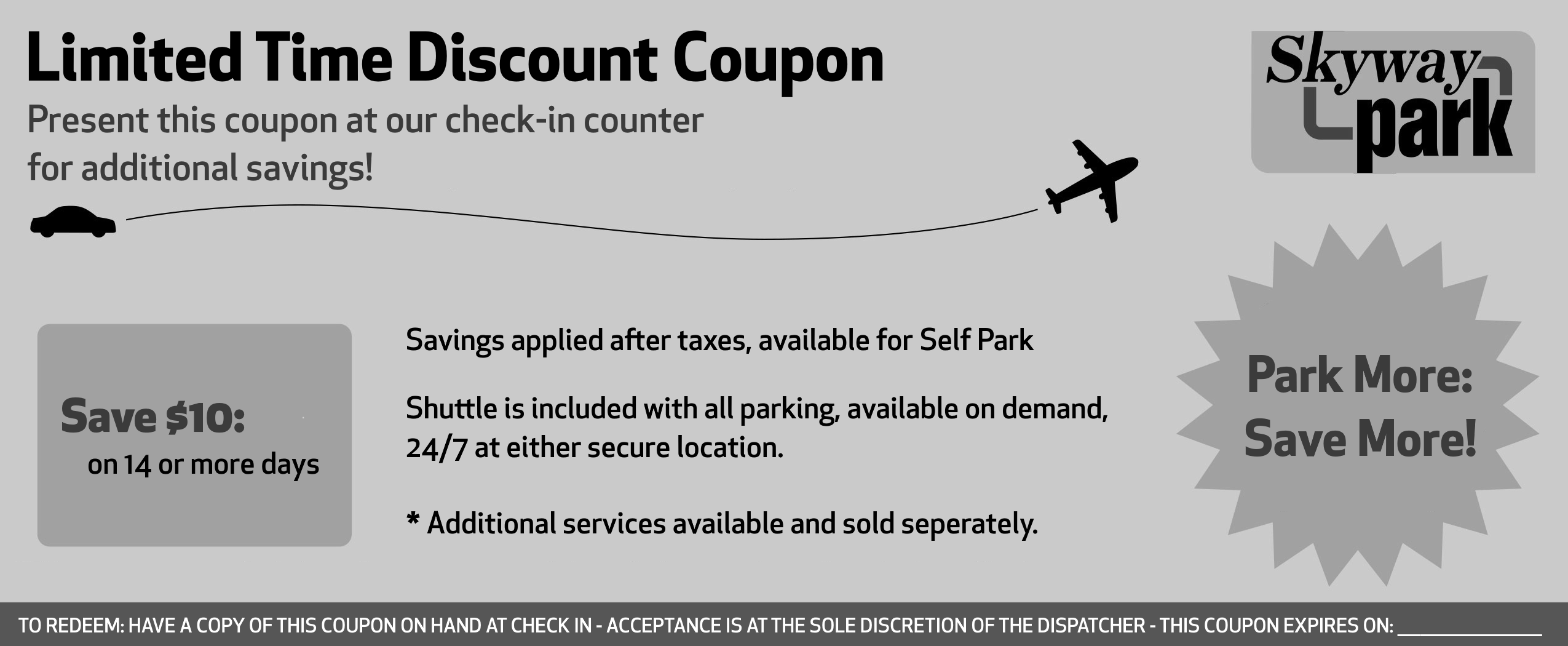 ParkingCoupon Front - Black and White